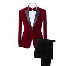 2019 Fashion Custom Designed Men Suits Velvet Black Peak/Shawl Lapel Jacket With Black Pants For Wedding Groom Prom Tuxedos 2pcs 2024 - compre barato