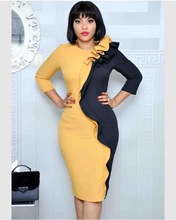 2019 new arrival elegent fashion style african women o-neck plus size knee-length dress L-3XL 2024 - buy cheap