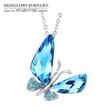 Neoglory Austria Crystal & Auden Rhinestone Elegant Butterfly Style Long Pendant Charm Necklace Summer Classic Trendy Lady Girl 2024 - buy cheap