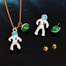 Fashion Astronaut Planet Pendant Necklace Stud earrings Cosmonaut Universe series Jewelry set For Women Men Friend Birthday gift 2024 - buy cheap