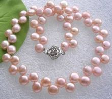 Akoya colar joia pérola cultivada, bonito, 7-8mm, rosa, 17 ", preço de atacado de fábrica, para mulheres, presente, jóias de palavra 2024 - compre barato