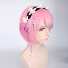 Pink Wig Short Bob Hair Heat Resistant Fiber Synthetic Blue Color Anime Cosplay Wig Pixie Cut Short Female Hair 2024 - buy cheap