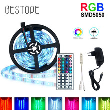 5M RGB LED Strip Light 5050 SMD Diode RGB Tape Waterproof Flexible LED Ribbon 30D/M With Remote Controller + DC12V Power Adapter 2024 - купить недорого
