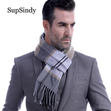 SupSindy, bufanda de invierno para hombre, bufandas a cuadros de borlas suaves Vintage para hombre, chal de lujo, chal cálido, bufanda informal de negocios de Cachemira de imitación para hombre 2024 - compra barato