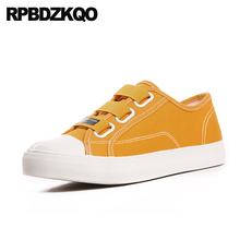 Chinese Flats Designer Breathable Women Cheap Plain Canvas Shoes Rubber Sole Round Toe Ladies Trainers Sneakers China Yellow 2024 - buy cheap