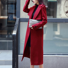 RUGOD-abrigo largo de lana con cinturón para mujer, abrigo largo de Cachemira, chaqueta de moda europea, prendas de vestir femeninas, 2019 2024 - compra barato
