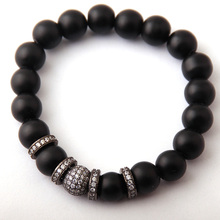 Fashion Women Dress Stone Armband Black Micro Zircon Pave Ball Stone Bracelet 2024 - buy cheap