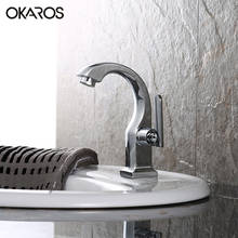 OKAROS, новый дизайн, кран для раковины для ванной комнаты, один кран для холодной воды, Твердый латунный хромированный кран с одной ручкой, кран для раковины, смеситель 2024 - купить недорого