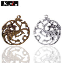 Kupla Vintage Game of Thrones Dragon Charms DIY Handmade Retro Dragon Charms Metal Dragon Pendant Charms 10pcs/lot 33*36mm C5519 2024 - buy cheap