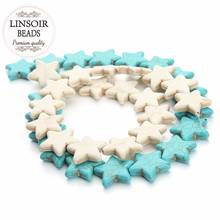 LINSOIR 17pcs/lot 25mm Star White Blue Turquoises Beads Loose Natural Stone Spacer Beads For Jewelry Making Diy Necklace Finding 2024 - buy cheap