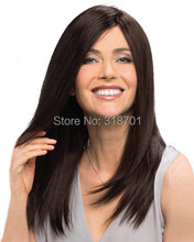 Latest Long Straight Dark Brown Synthetic Hair wig free shipping 2024 - buy cheap