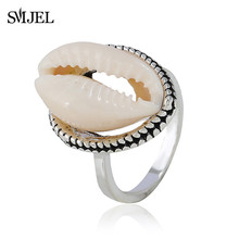SMJEL Boho Seashell Pendant Rings for Women Natural Shell Gold Cowrie Crystal Ring Summer Beach Jewelry Gifts Anel mujer 2024 - buy cheap