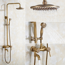 Brass Shower Bath Set European Style Bathroom Hand Held Nozzle, Antique Shower Faucet, Hot And Cold Retro Shower System 2024 - buy cheap