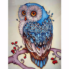 Full square/Round drill Diamond embroidery Blue owl 5D DIY diamond Painting Cross Stitch Rhinestone Mosaic decor  HYY 2024 - buy cheap