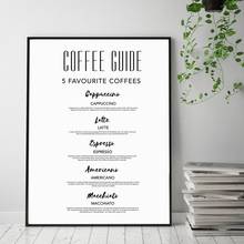 Coffee Art Kitchen Decor Modern Print , Kitchen Canvas Painting Coffee Guide Wall Picture Typography Poster 2024 - buy cheap