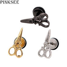 PINKSEE 1Pc Stainless Steel Scissors Shape Casting Titanium Steel Cartilage Piercings Personality Ear Piercing Stud Jewelry 2024 - buy cheap