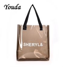 Youda Personality PVC Material Ladies Handbag Large Capacity Transparent Shoulder Bag Solid Color Fashion Trend Portable Tote 2024 - buy cheap