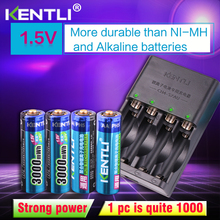 KENTLI-batería de iones de litio recargable, 4 Uds., 1,5 v, aa, 3000mWh, polímero de litio + 4 ranuras, AA, AAA, cargador inteligente de iones de litio 2024 - compra barato