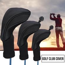 Capa protetora para cabeça de golfe preto, 3 pçs, 1, 3, 5, madeira de via curva, cobre o pescoço longo, de malha, adequado para todos os tacos 2024 - compre barato