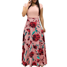 Boho Dress Women Printed Floral Maxi Dress Summer Beach O-Neck Evening Party Fit And Flare Ankle-Length Long Fashion Sundress 2024 - buy cheap