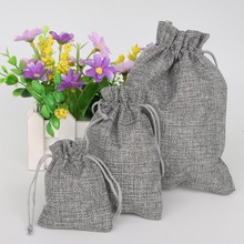 Gray Color Cotton Linen Gift Bags Wedding Party Favor Holder Neckalce Bracelets Jewelry Muslin Packaging Christmas Pouch 2024 - buy cheap