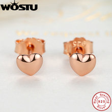 Real 100% 925 Sterling Silver & Rose Gold Color Petite Hearts Stud Earrings For Women Female Authentic Original Jewelry Gift 2024 - buy cheap