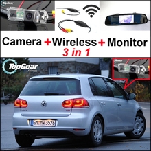 3 in1 Câmera Sem Fio + Receptor + Estacionamento Monitor Espelho Especial sistema Para Volkswagen VW Golf 4 Golf4 Golf5 Golf 5 Golf6 Golf 2024 - compre barato