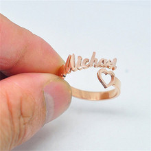 Женское регулируемое кольцо из нержавеющей стали, с надписью Love Heart, персонализированное обручальное кольцо для девушек и женщин 2024 - купить недорого
