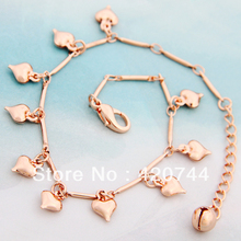 6PCS/Lot Free Shipping Wholesale  Rose Gold Heart Jingle Bell Lady Anklet Bracelet, Ankle Chain 2024 - купить недорого