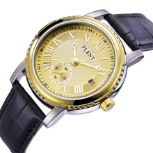 Relógio masculino com pulseira de couro, relógio mecânico automático com exibição de data, segunda mão, moderno, analógico 2024 - compre barato