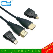 3 в 1 HDMI-совместимый с Mini и Micro HDMI адаптер кабель v1.4 3D 1080P для HDTV ПК планшета 2024 - купить недорого