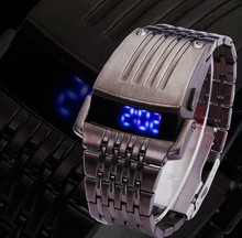 Уникальный Железный мужские часы стальной синий красный цифровой светодиодный роскошный военный модный спортивный наряд наручные часы Новые мужские часы 2024 - купить недорого