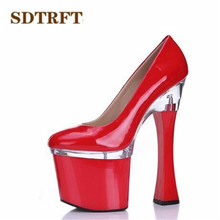 Sdtrft tubo de aço sapatos de dança mulher moda 20cm de espessura plataforma de salto alto único bombas de casamento feminino stilettos plus: 34-45 46 2024 - compre barato