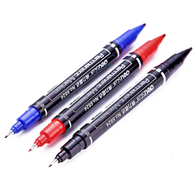 Marcadores de ponta dupla permanente com ponta fina, tinta preta, azul e vermelha, 0.5mm a 1mm 2024 - compre barato