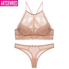 New Top Cotton Sexy Underwear Set Bras Brassiere Women Lingerie Set Lace Embroidery Push up Bra Panties Sets Deep V Gather 2024 - buy cheap