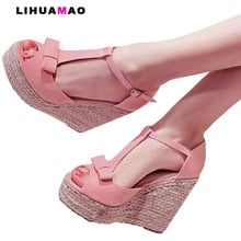 LIHUAMAO Women wedges sandals platform ankle strap peep toe pumps casual party ladies high heel sandals espadrilles shoes 2024 - buy cheap