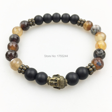 SN1219 New Arrival Trendy Men`s Bracelet Black Onyx Bronze Buddha Bracelet Vintage Design Balance Bracelet Wholesale 2024 - buy cheap