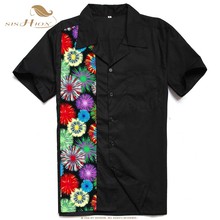 Рубашка SISHION мужская с воротником на пуговицах, винтажная сорочка в стиле 50-х годов, рубашка в стиле рокабилли, стиль хип-хоп, 60-х годов, ST110 2024 - купить недорого