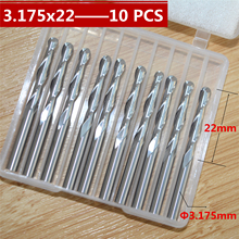 10 PCS-3.175mm * 22mm, broca de inserción de máquina CNC, fresa de carburo sólido, molino de punta de bola de 2 flautas, carpintería de alivio 2024 - compra barato