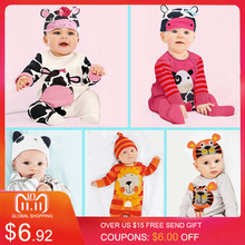 baby rompers  Spring Autumn Cotton new born baby girl boy clothes cow/ panda/lion/ tiger baby Jumpsuit Romper with cute hat 2024 - buy cheap