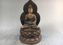 11 ''bronze gild esculpida budismo lótus Guanyin Kwan-yin Avalokitesvara estátua 2024 - compre barato