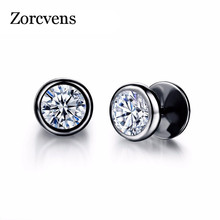 LETAPI New Arrival Fashion Jewelry Delicate Stainless Steel Inlaid CZ Accessories Silver Color Black Man Woman Stud Earrings 2024 - buy cheap