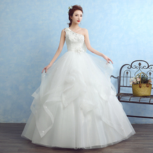 Новое Элегантное свадебное платье, бальное платье белого цвета/цвета слоновой кости, принцесса вечернее платье на одно плечо, свадебное платье 2024 - купить недорого