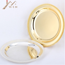 Luxury Silver / Gold Charger Plates Metal Tray 25 CM/ 9.8"  Round Nut Plates/ Sweet/ Cake Plates For home Christmas Decoration 2024 - buy cheap