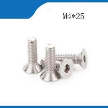 Free shipping 15pcs M4*25mm M4X25 316 Stainless steel Flat Screws Inner Hexagon Socket Countersunk Head stainless nails,bolts 2024 - buy cheap
