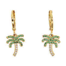 New arrived summer beach coconut drop earrings for women paved green cz boho bohemia plant coconut tree earrings jewelry Acrylic 2024 - buy cheap