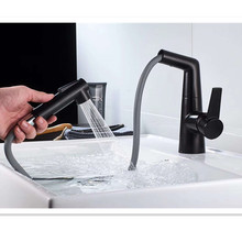 LIUYUE Basin Faucets Black/Chrome Brass Bathroom Pull Out Basin Faucet 360 Degree Rotate Two Water Exit Modes Sink Mixer Tap 2024 - buy cheap
