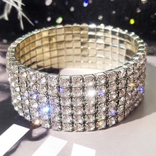 2.2cm Wide Bracelets Bangles for Woman Jewelry Micro Paved Rhinestone Punk Rock Rose Gold Female Wristband Bracelet 2024 - buy cheap