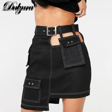 Dulzura 2019 summer women skirt hollow out streetwear festival party gothic denim skirt jeans clothes plus size short high waist 2024 - buy cheap