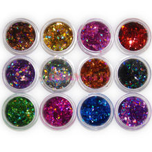 12 Colors/set Nail Art Nail Glitter Acrylic 3D Rhombus Glitter Shape Sequins Powder Set for Nail Decoration 2024 - buy cheap